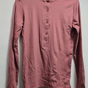Pink Long Sleeve Henley Shirt